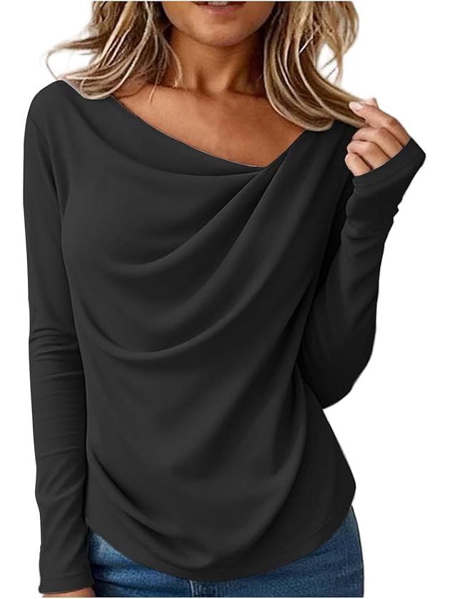 2026 European Solid Color Long Sleeve Women's Autumn Winter Top