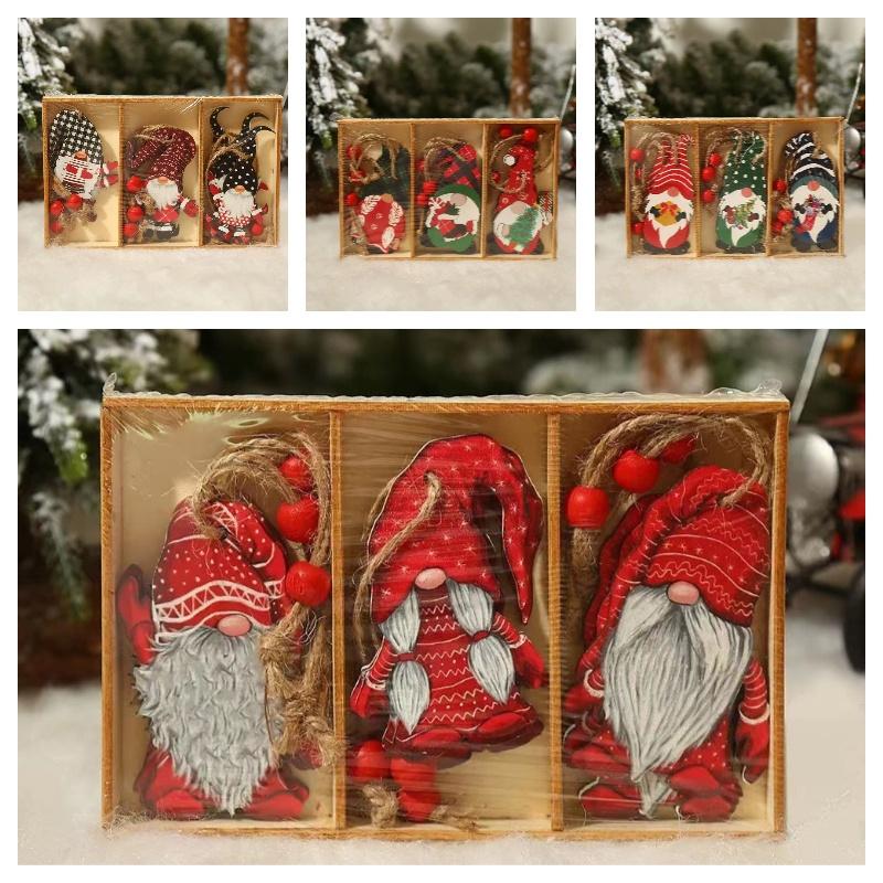 Festive Christmas Decoration Adorable Forest Man Hanging Ornament Wooden Decorative Pendant Holiday Gift