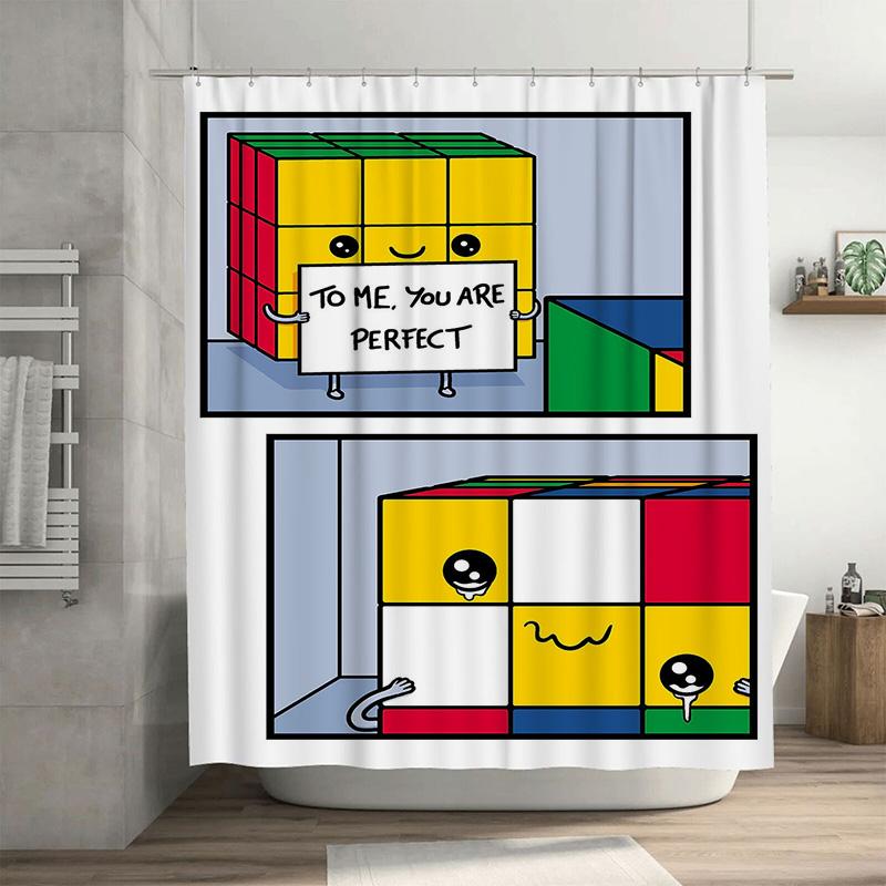

Vivid Colorful Cube Shower Curtain A Fun Bathroom Decorative Item For Kids Adults Easy Installment W60H190(CM)-1 Pcs