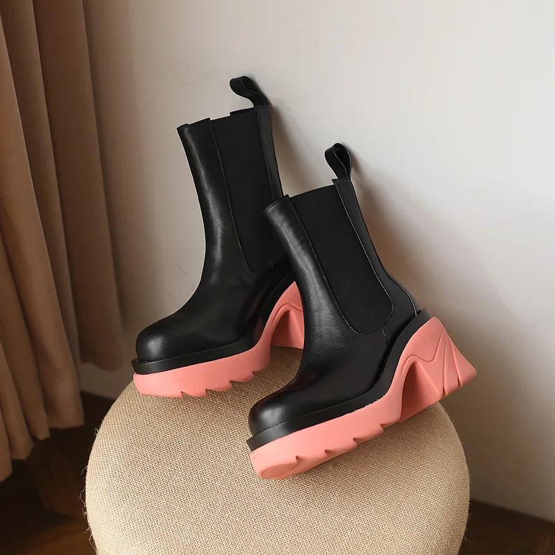 Fashion Fashion Mid Calf Boots Women Autumn Winter Fashion Lace-up Zipper Botas Mujer Boots Sports Platform Heel Combat Boots for Women