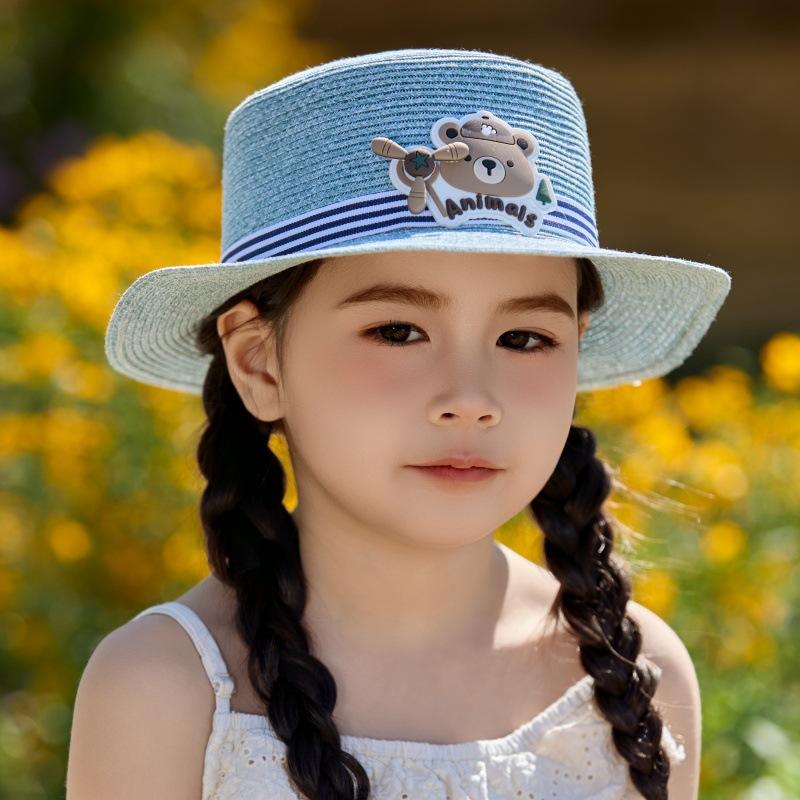 Cartoon Baby Sun Hat Cute Girl Sun Hat Travel Sun Hat Flat Edge Straw Hat Beach Hat