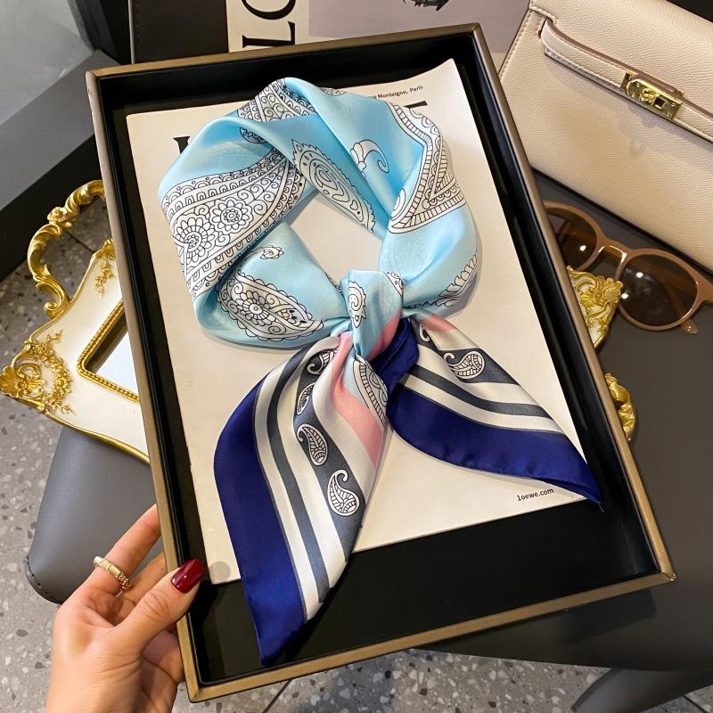 High-end large square scarf silk scarf women's new versatile neck summer thin bag head mother scarf with shawl