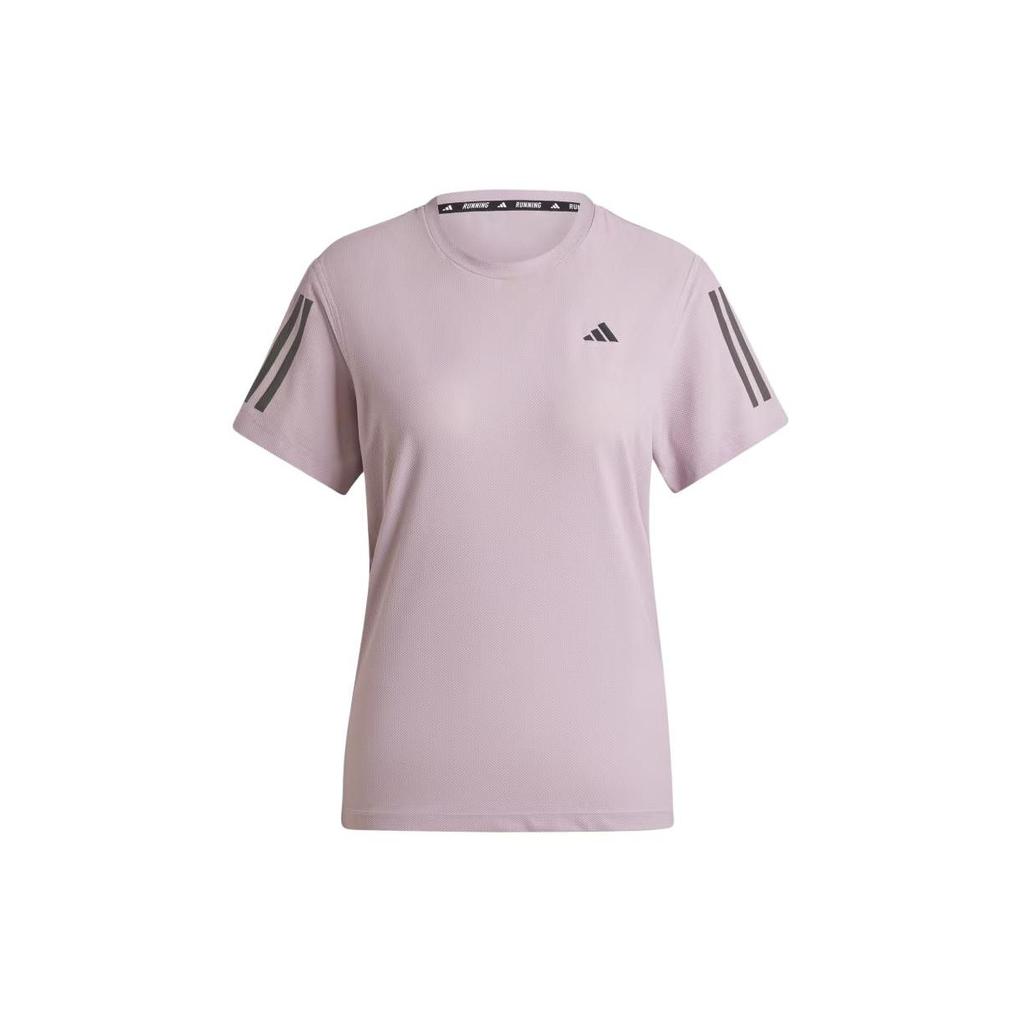 Adidas Three Stripe Crew Neck Short Sleeve T-Shirt Women Tops Purple IN1595