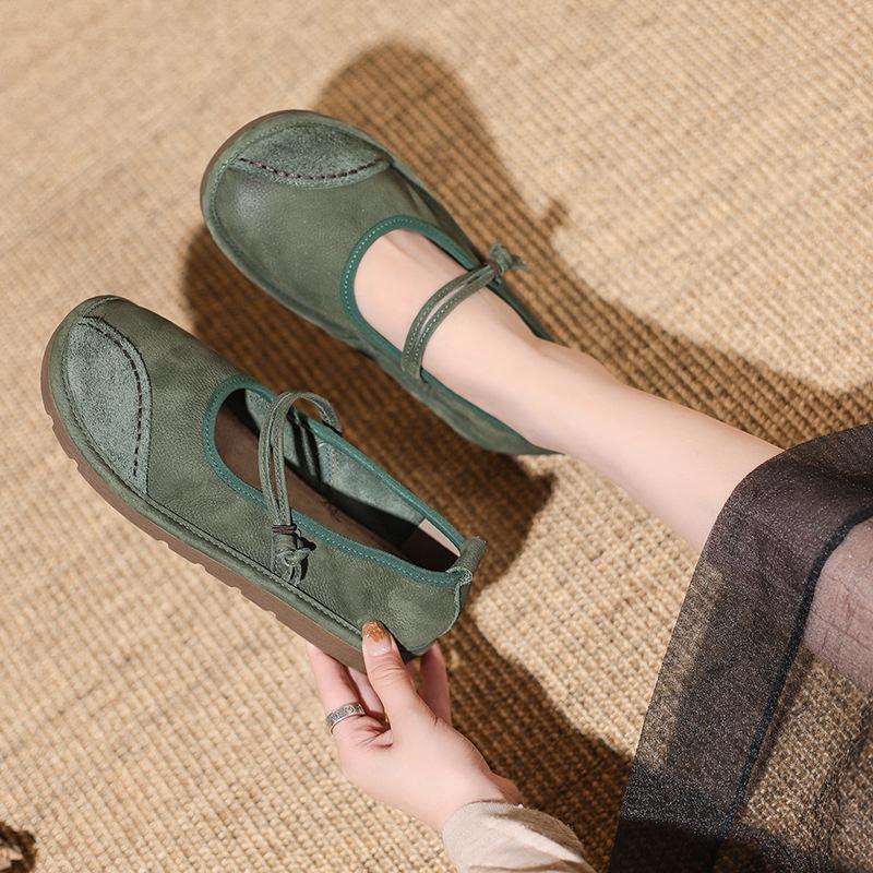 Fashion Retro Mary Janes Flat Shoes for Women Fashion Patchwork Shallow Casual Flats Plus Size Ladies Spring Autumn Soft Leather Loafers