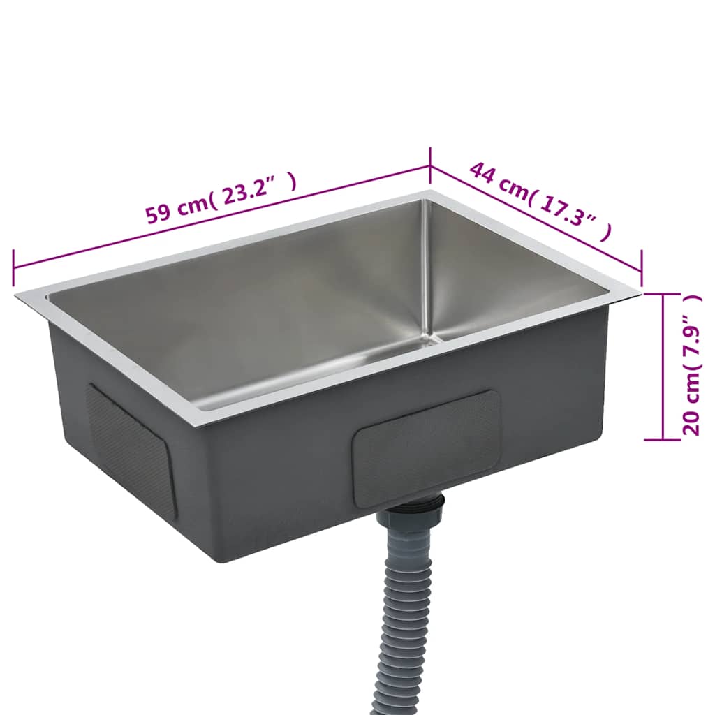 Vidaxl Handmade Kitchen Sink, Stainless Steel