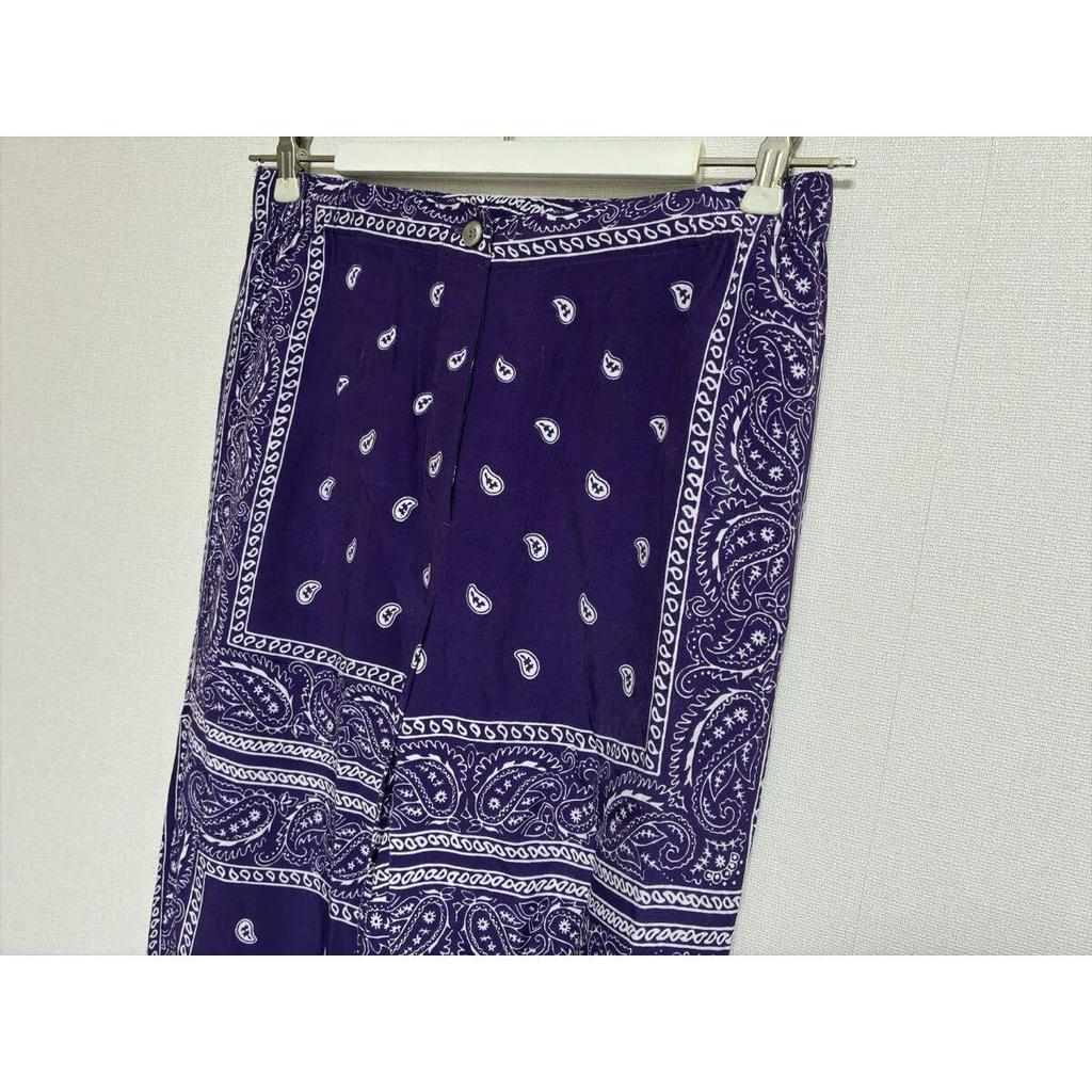 Used UNUSED bandana all-over print easy pants, slacks, rayon, silk