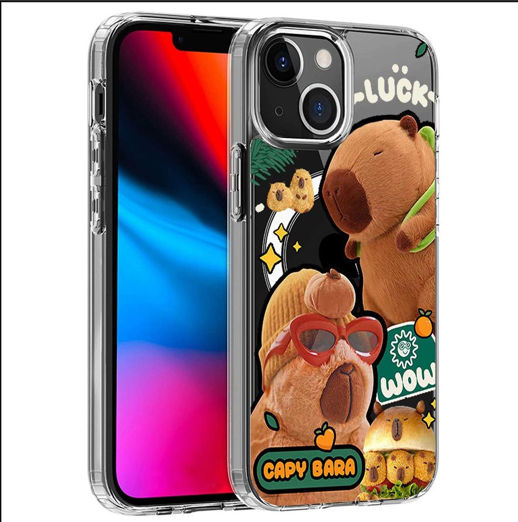 Magnetic Cartoon Plush Bear iPhone 15/16/17 Pro Max Transparent Full Coverage Case