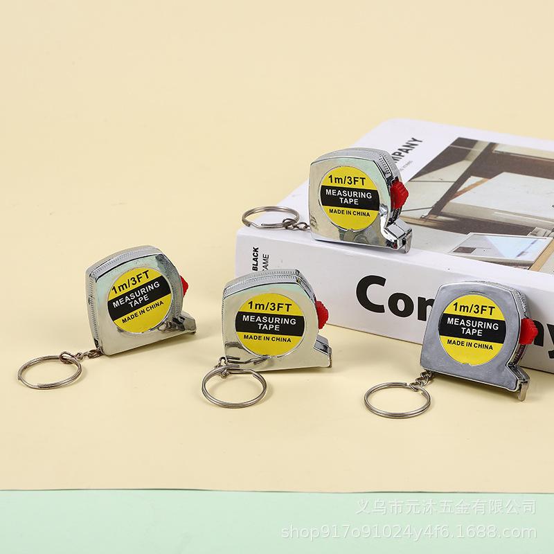 1-Meter Steel Tape Measure (Electroplated) – Mini Portable Dual-Scale Gift-Packaged Plastic Keychain