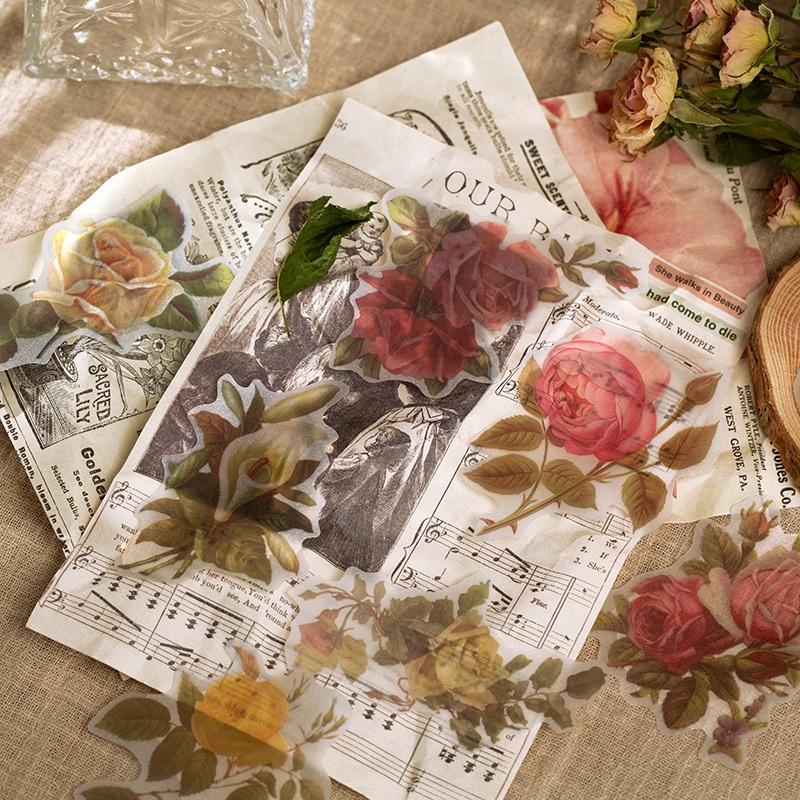60 Pcs/pack Vintage Plants Floral Journal Decorative Stationery Stickers Scrapbooking DIY Diary Album Stick Label