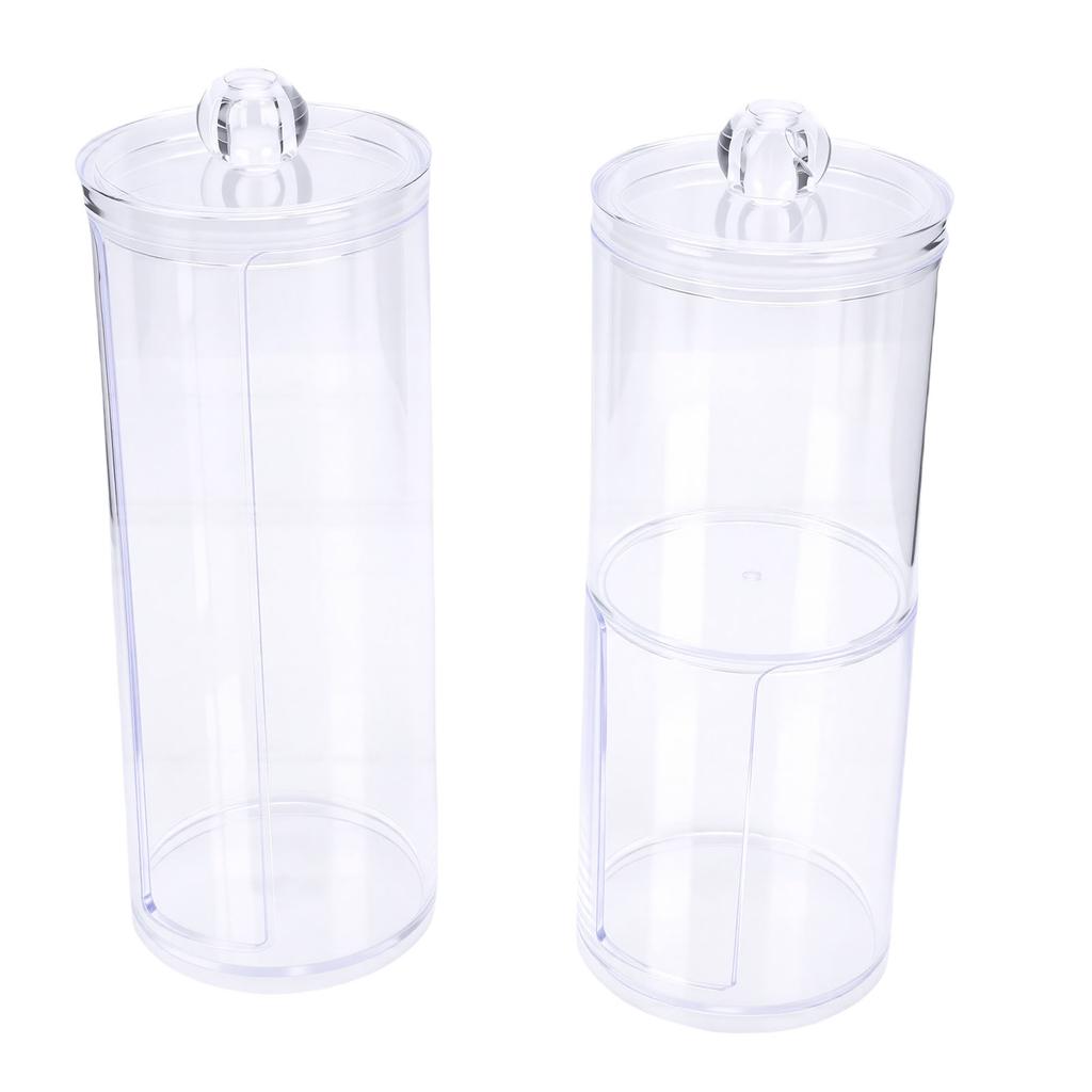 Acrylic Cotton Rounds Holder Set Stackable Clear Qtip Dispenser Makeup Remover Pad Organizer for Bathroom Vanity 2Pcs
