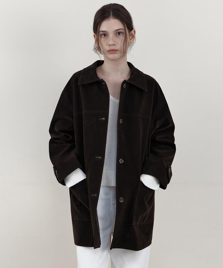 WEDNESDAYOASISFORWOMEN [Ppeum'S Pick][Atelier Edition] Vegan Suede Single Half Jacket_Dark Brown(Wcb6Ot07)