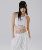 Kagamiel Lace Up Crop Top White