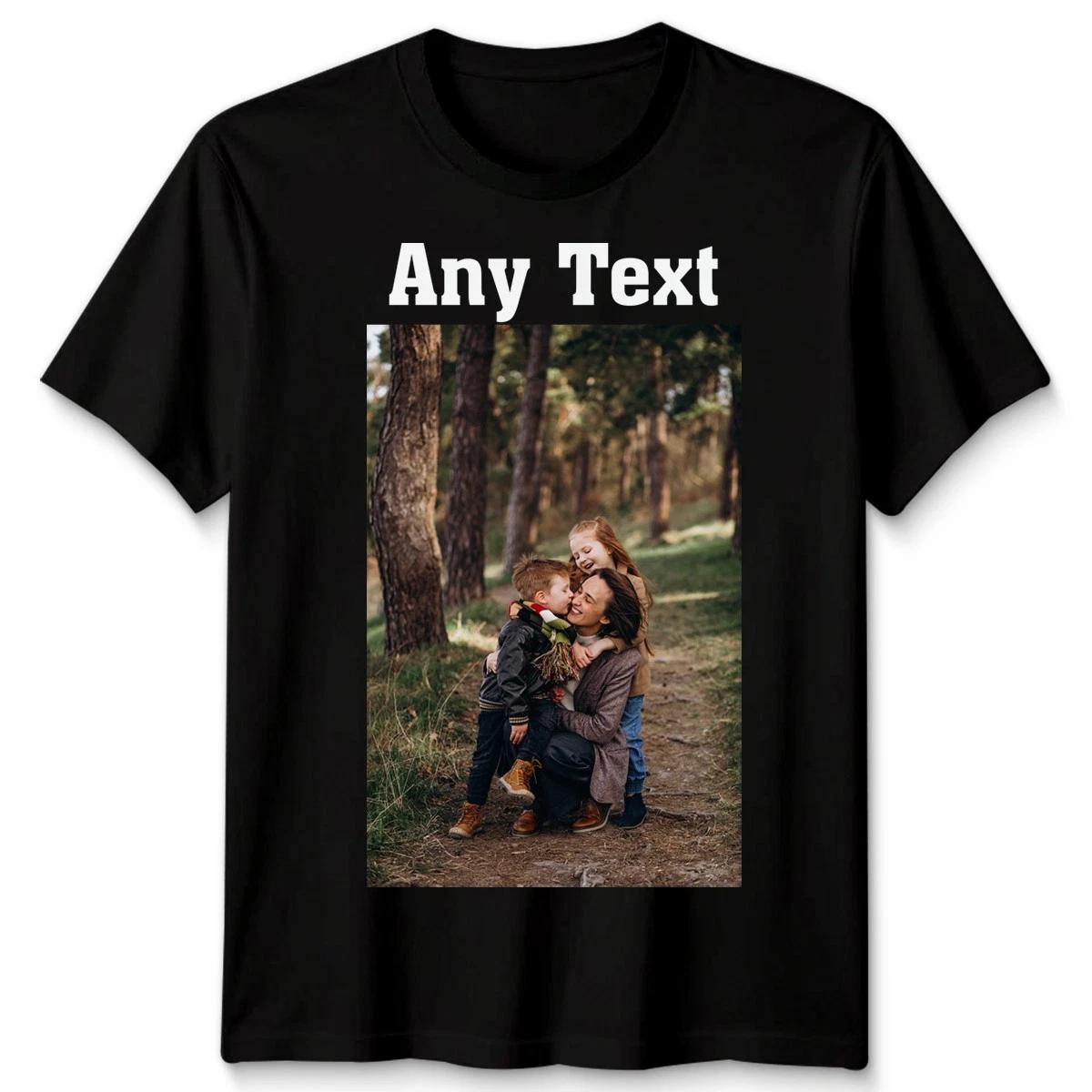 Personalised Logo Text Photo Custom Unisex TTshirt Any Image Printed Tee S