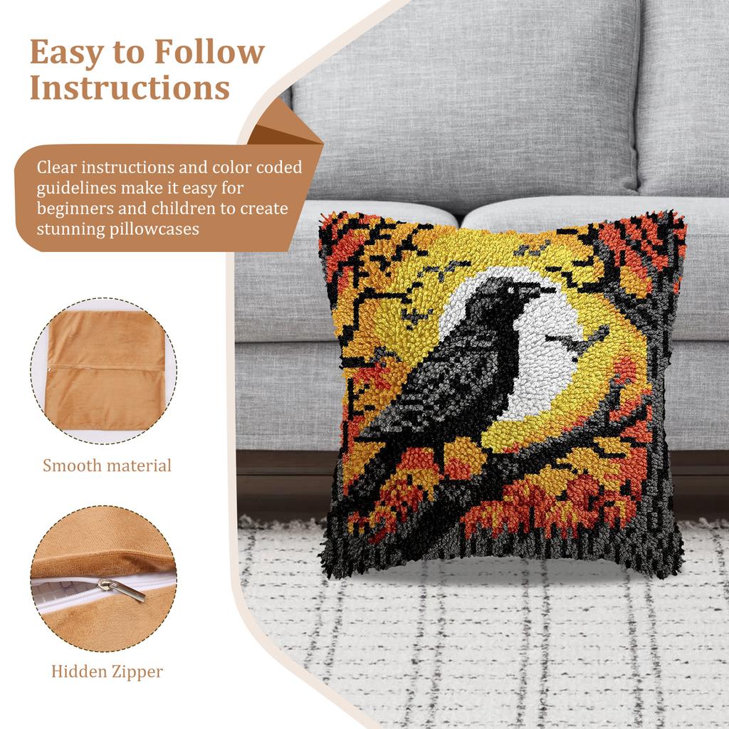 Animal Patterns Latch Hook Kit DIY Craft Vintage Knot Pillow Package Embroidery Latch Hook Kits Animals Print Cushion Pillowcase