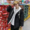 New Fake Two Loose Cotton-padded Jacket Women's Autumn and Winter Short Hooded Padded Cotton-padded Jacket Warm Coat