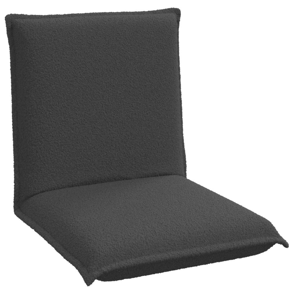 Adjustable Floor Footstool Dark Grey Sheepskin Fabric