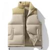 Down Cotton Vest Men's Autumn and Winter Trend Corduroy Color Matching Vest Thickened Warm Casual Sleeveless Jacket Men