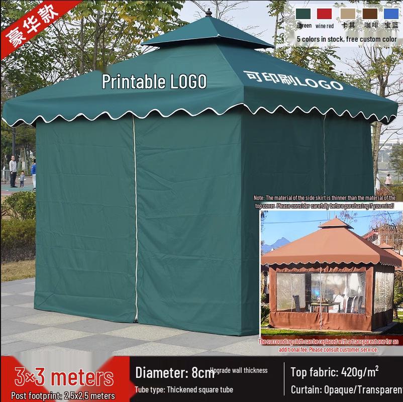 Wrought Iron Outdoor Gazebo Pavilion Canopy for Courtyard, Balcony & Rooftop Garden – Sunshade & Rain Shelter