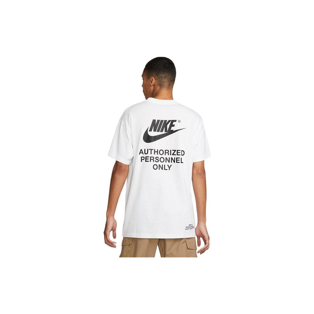 Nike Back Brand Logo Print Crew Neck T-Shirt Men Tops White DM6427-100