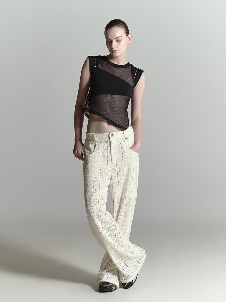 HALF DEVIL US Lace Wide Pants_Ivory