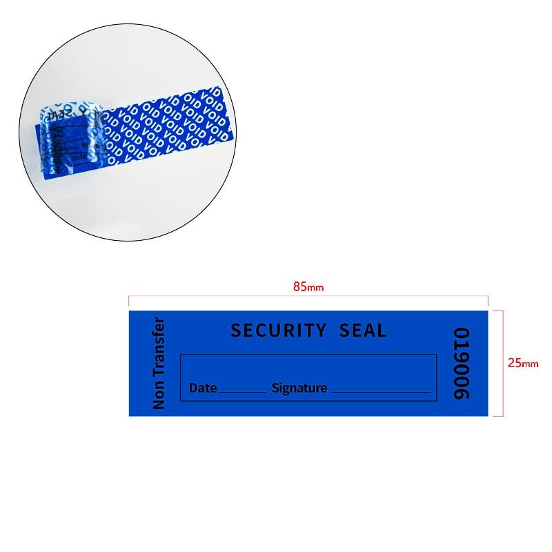 

100PCS Total Transfer Tamper Evident Labels Security Warranty Void Stickers Red Blue 25*85 Mm Triple Serial Numbers Seal Sticker синій