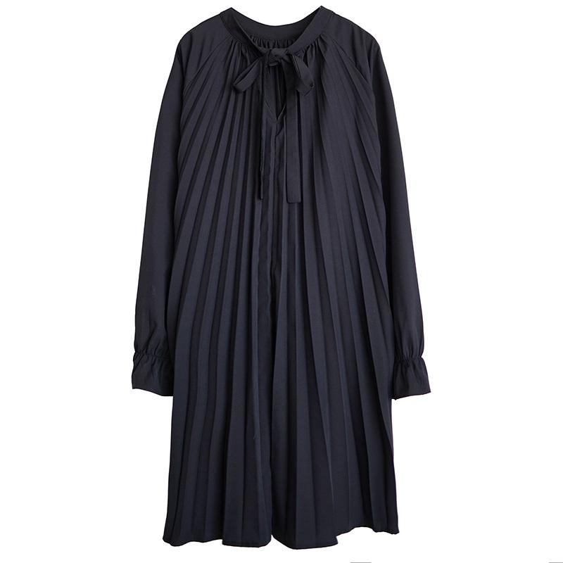 Long Sleeve Plus Size Black Cotton Vintage New In Dresses for Women Casual Loose Spring Autumn Midi Dress
