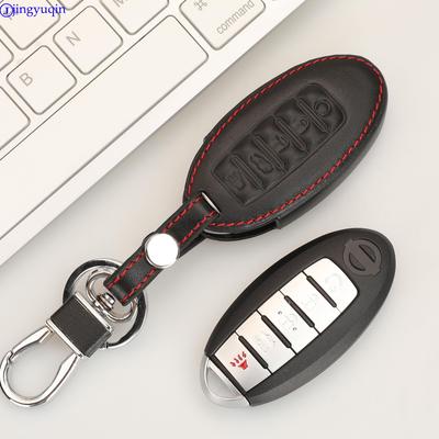 Jingyuqin 5 Buttons Remote Leather Car Key Cover Case For Nissan Murano 2016-2017 Altima Maxima Infiniti EX FX G37 Q60 QX50 QX70