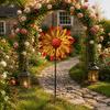Einzigartiges Geschenk für Gartenliebhaber Blumen-Windrad, 75 cm Metall-Spinner mit Erdspieß, Dekorative Außenkunst Rostbeständige Windmühle für Hof, Rasen