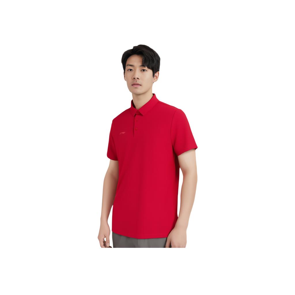 Li Ning Group Purchase Series Solid Color Soft Comfortable Breathable Versatile Short Sleeve Polo Shirt Men Polo Shirts APLV029-4