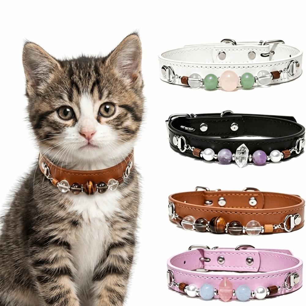 Adjustable Leather Pet Collar Detachable Dog Collar Exquisite Cat Collar Puppy