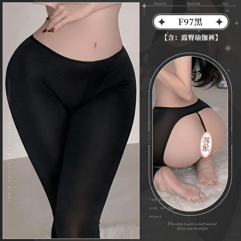 New pure desire hot lingerie couple silky zipper open crotch yoga elastic tight uniform temptation suit