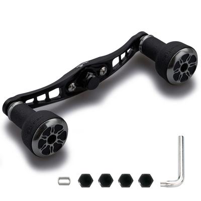 HEIGHTEN Baitcasting Reel Handle with 24mm TPE Knobs for SHIMANO DAIWA Abu Garcia Universal TPE Series 92mm Black and Gunmetal HT8802 120/92mm