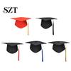 Unisex Graduation Cap with Tassel Bachelors Hat Adjustable Size Elastic Flexible Band Dress Accessory Master Degree Ceremony