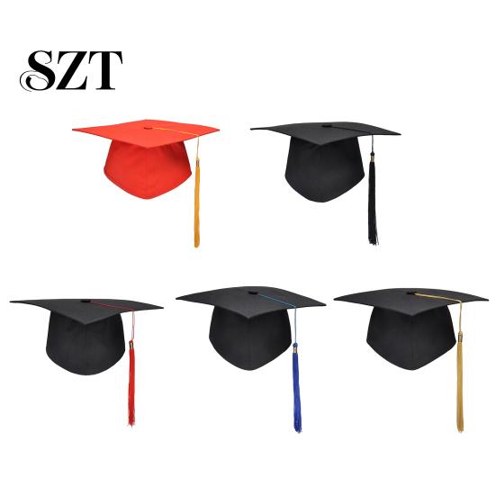 Unisex Graduation Cap with Tassel Bachelors Hat Adjustable Size Elastic Flexible Band Dress Accessory Master Degree Ceremony