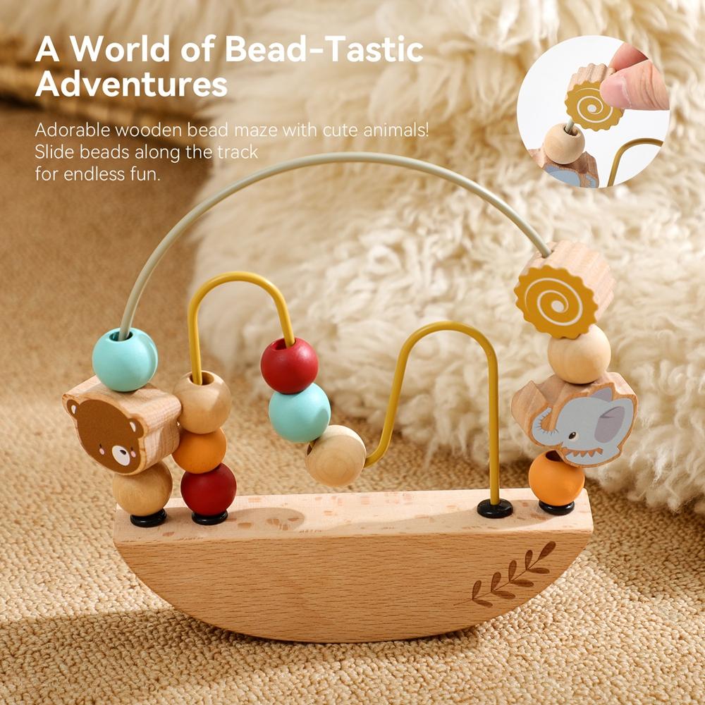 Baby Montessori Toys Wooden Cartoon Animal Beading Game Baby Finger Precision Movement Toys Early Education Toys Threading Toy