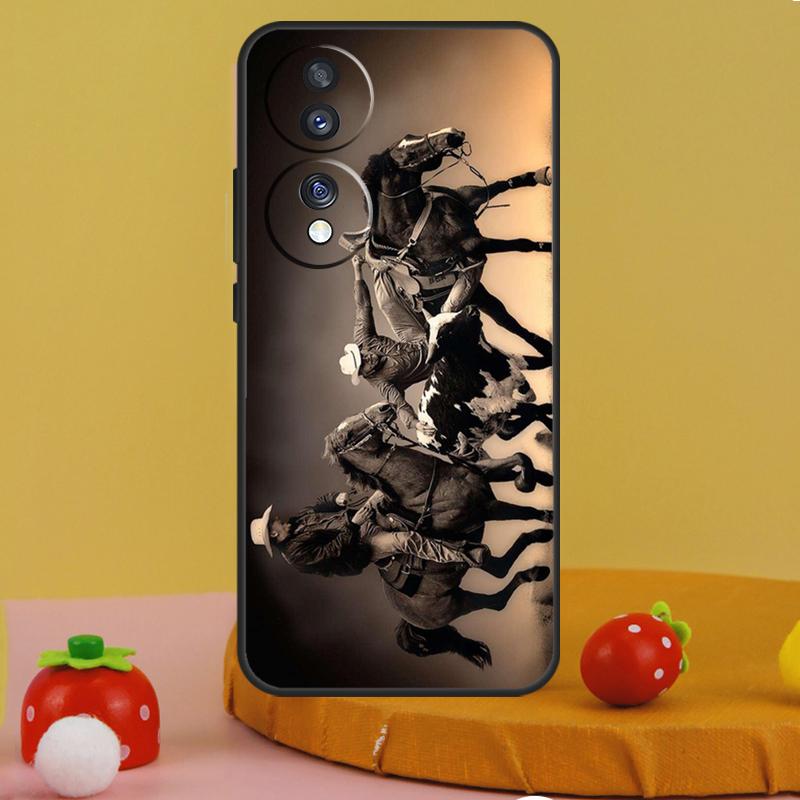Cowboy Cowgirl Stiefel Sporen Hut Etui Für Honor 200 Pro X9c X9a X8a X7a X6a X7 X8 X9 X8b X9b 50 70 90 Magic 5 6 Lite Hülle