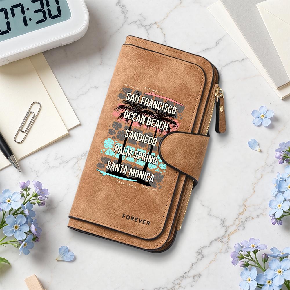 Vintage Printed Long Wallet with Multi Card Slots Fashion Portable PU Leather Wallet for Daily Use