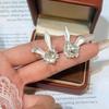 Korean Shiny Zircon Rabbit Heart Ear Studs: Cute, Sweet, Exquisite Earrings - Light Luxury & Versatile Accessories for Women