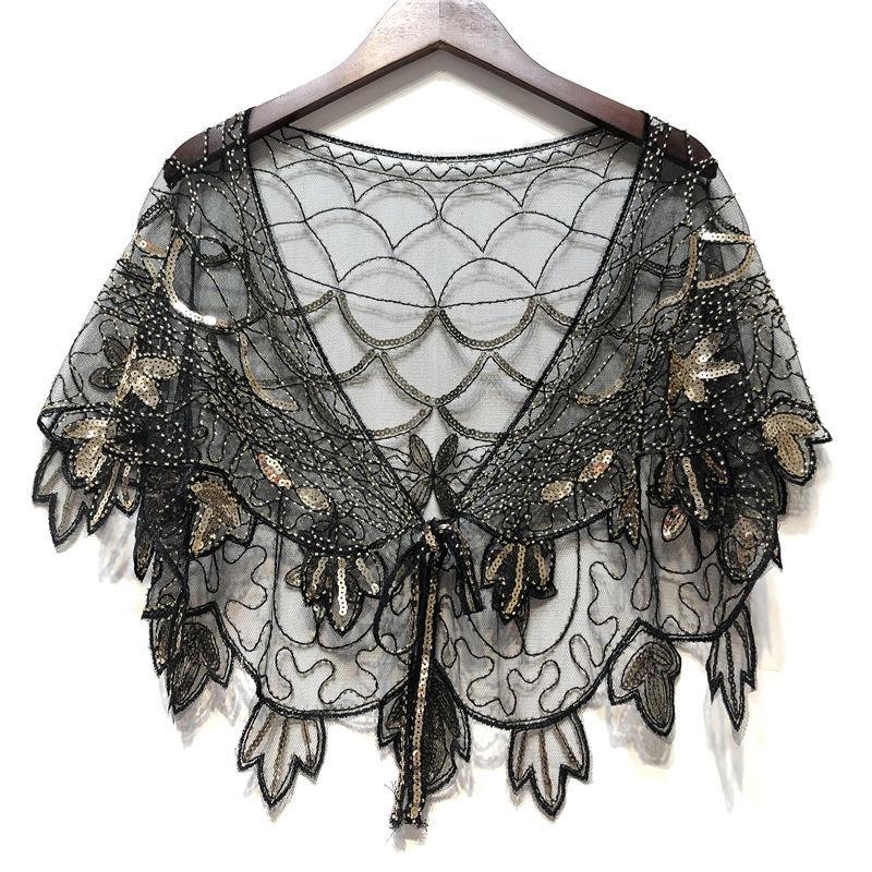 Women's Wedding Dress Shawl Retro Party Sequin 1920s Banquet Evening Dress Shawl