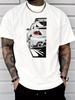 Unisex Summer JDM Racing Car Print Short Sleeve T Shirt Streetwear Hip Hop Loose Crew Neck Cotton Casual Unisex Daily Sport Top Tee