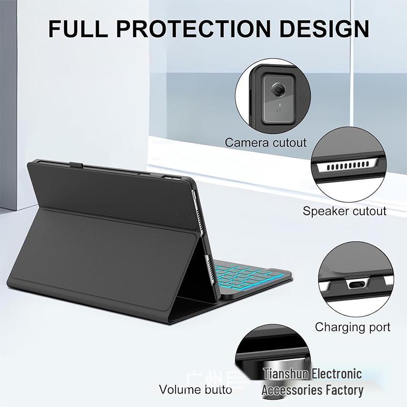 Compatible with Huawei MatePad SE 11" Tablet: Seven-Color Backlit Bluetooth Keyboard Case with Language Customization.
