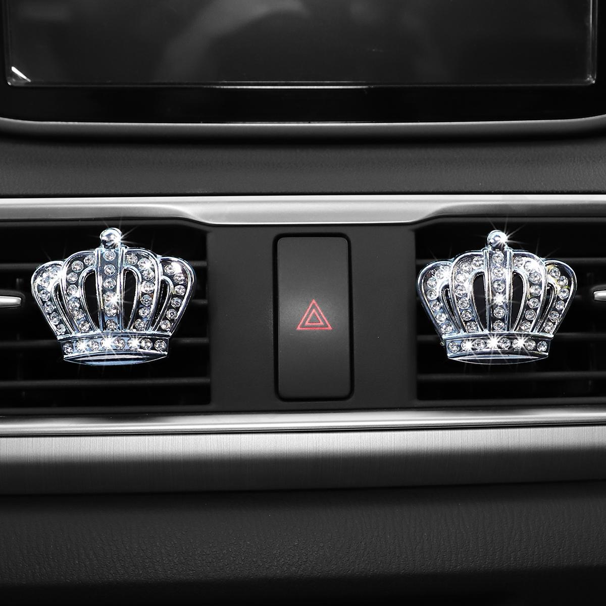 

2 автомобильных воздуховода, украшенных ароматизированной металлической короной с бриллиантами Блингблинг, пара автомобильных интерьеров для мужчин и женщин