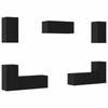 7 Piece TV Cabinet Set Black Oak Effect Wood Based Material