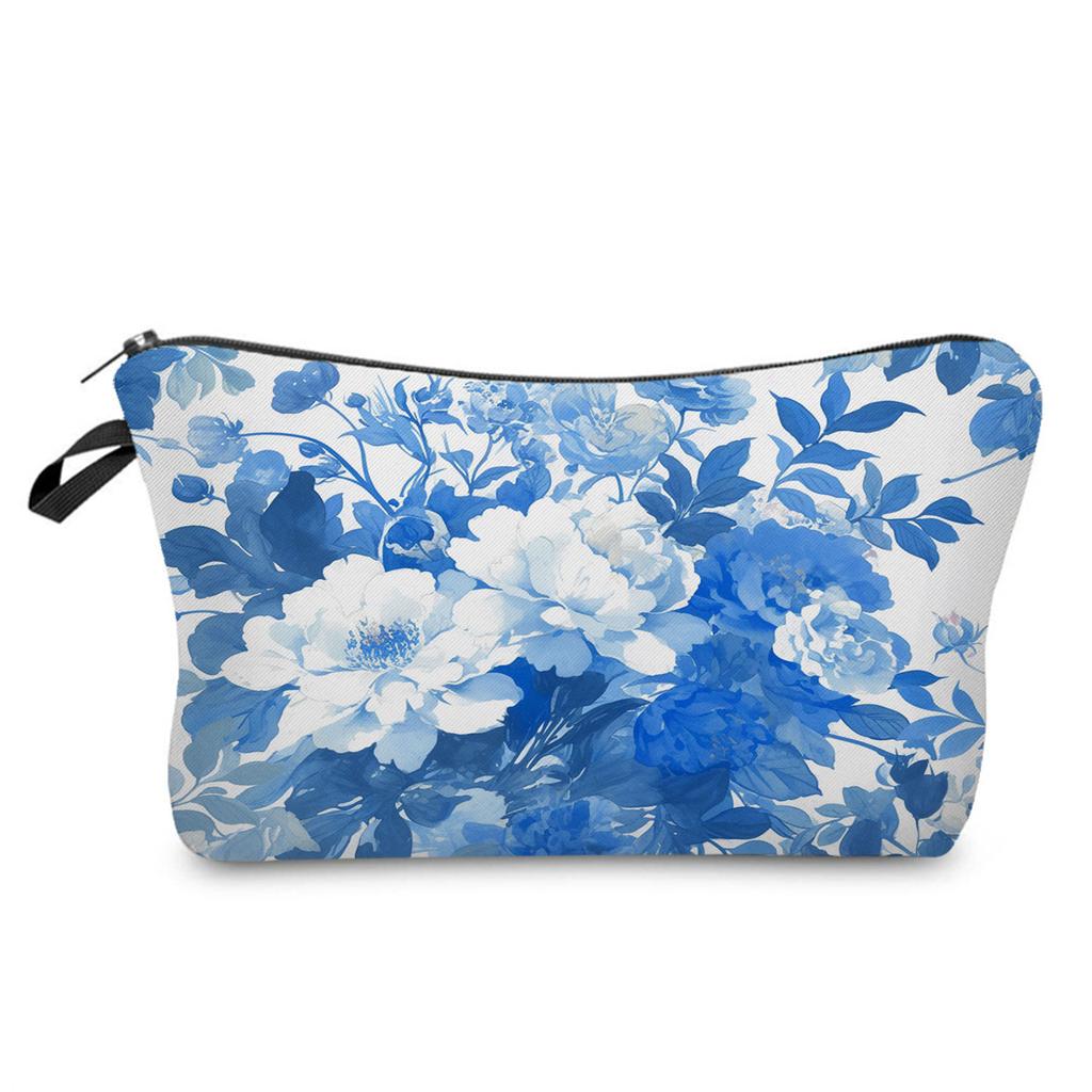 Women Blue and White Porcelain Print Cosmetic Bag Toiletries Organize Travel Storage Case 6358