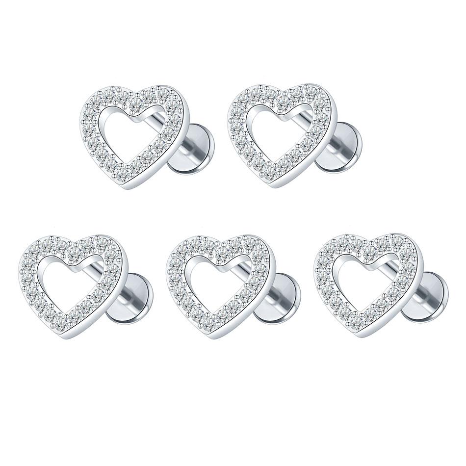 1/5PCS Steel 16G Cluster Marquise CZ Tragus Helix Stud Conch Lobe Rook Cartilage Leaf Flat Back Labret Stud Earrings Jewelry