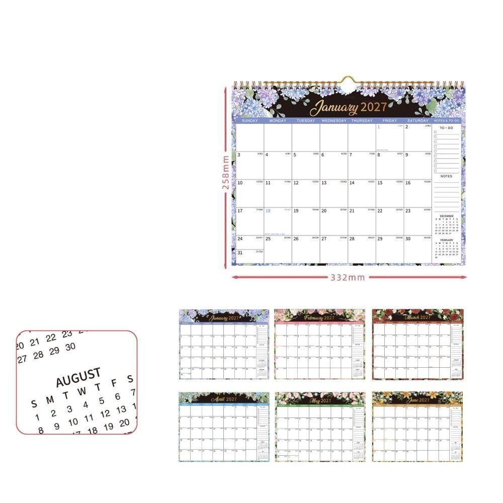 Oil Painting Style 2027 Flower Desk Calendar Foldable English Calendar Double-coil Calendar  Office