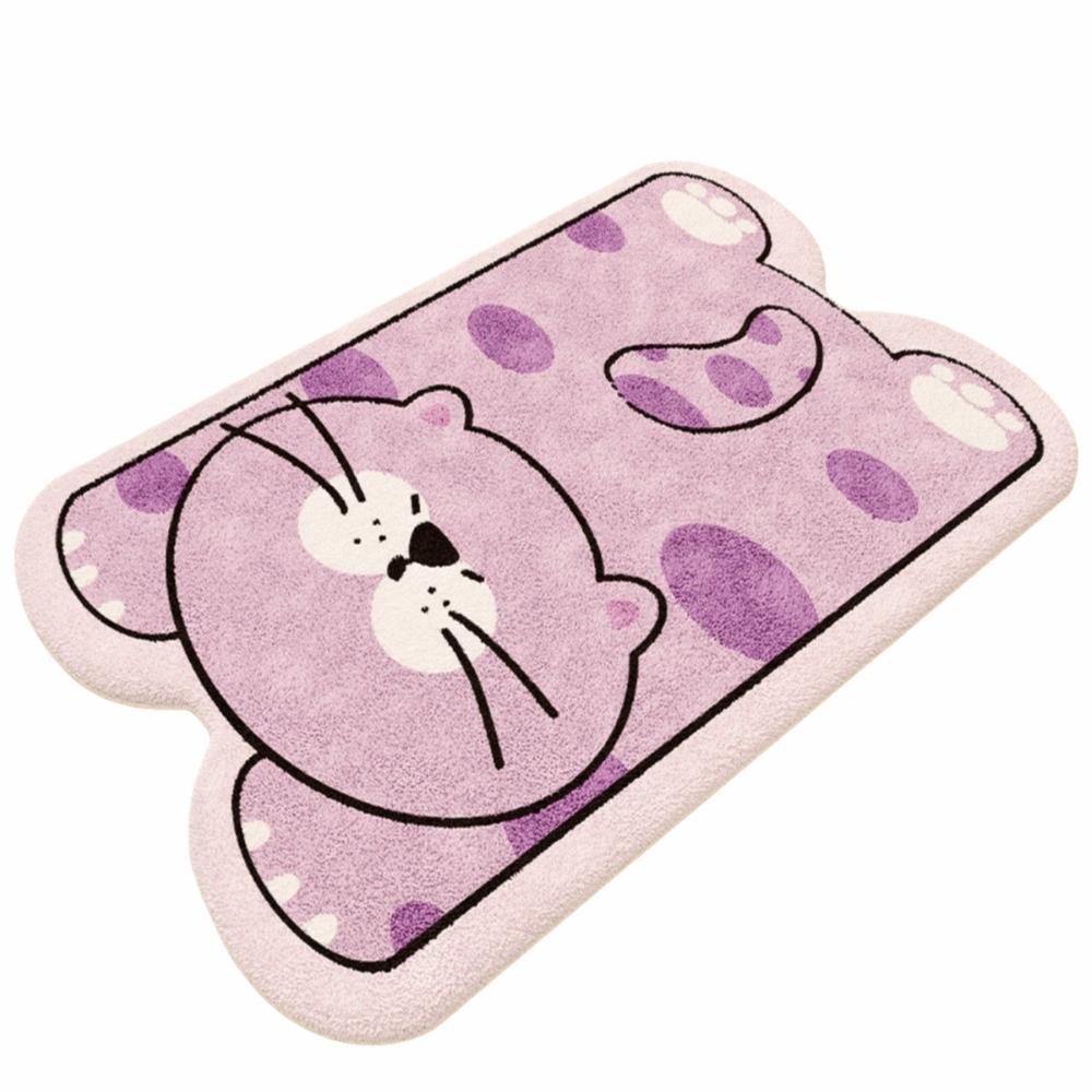 Animal Theme Material Bathroom Floor Mat Thickened Cartoon Design Foot Mat Non-Slip Irregular Shaped Toilet Carpet Bathroom Use