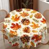 1 Piece of Circular Tablecloth In 2D Flat Printing, Featuring Patterns of Autumn Maple Leaves, Pinecones and Tree Brancheszyc