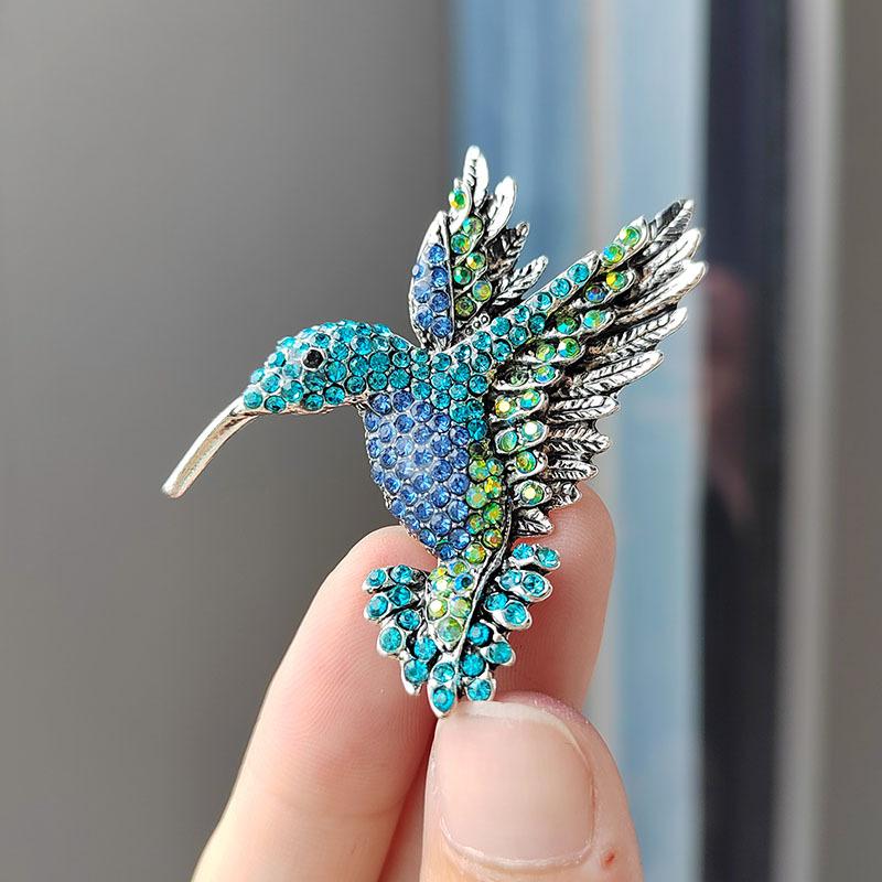 Cross-border Foreign Trade European and American High-end Rhinestone Hummingbird Brooch Animal