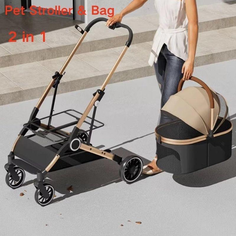 3 in 1 Haushalt Waschbare Hunde Katzen Tragetasche Outdoor 4 Räder Leichter Trolley Faltbarer Haustier Kinderwagen